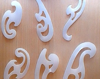 French Curve Shield set Airbrush art stencil Artists curve template available in 6 sizes Mylar SET OF 6