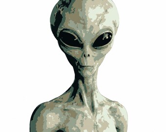 6 Layer Alien Head and Shoulders art airbrush Stencil set template
