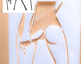 Girl Airbrush art stencil available in 7 sizes Mylar ships worldwide.