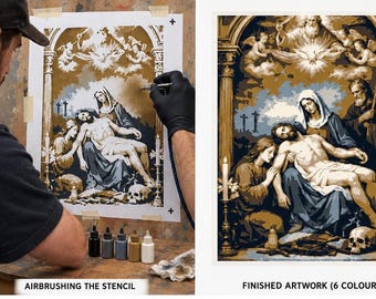 6 Layer Religious scene Stencil set template Ships worldwide Reusable many times durable mylar