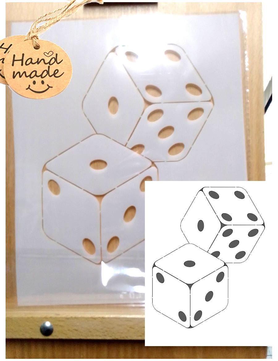 Dice Airbrush art stencil available in 3 sizes Mylar ships worldwide.