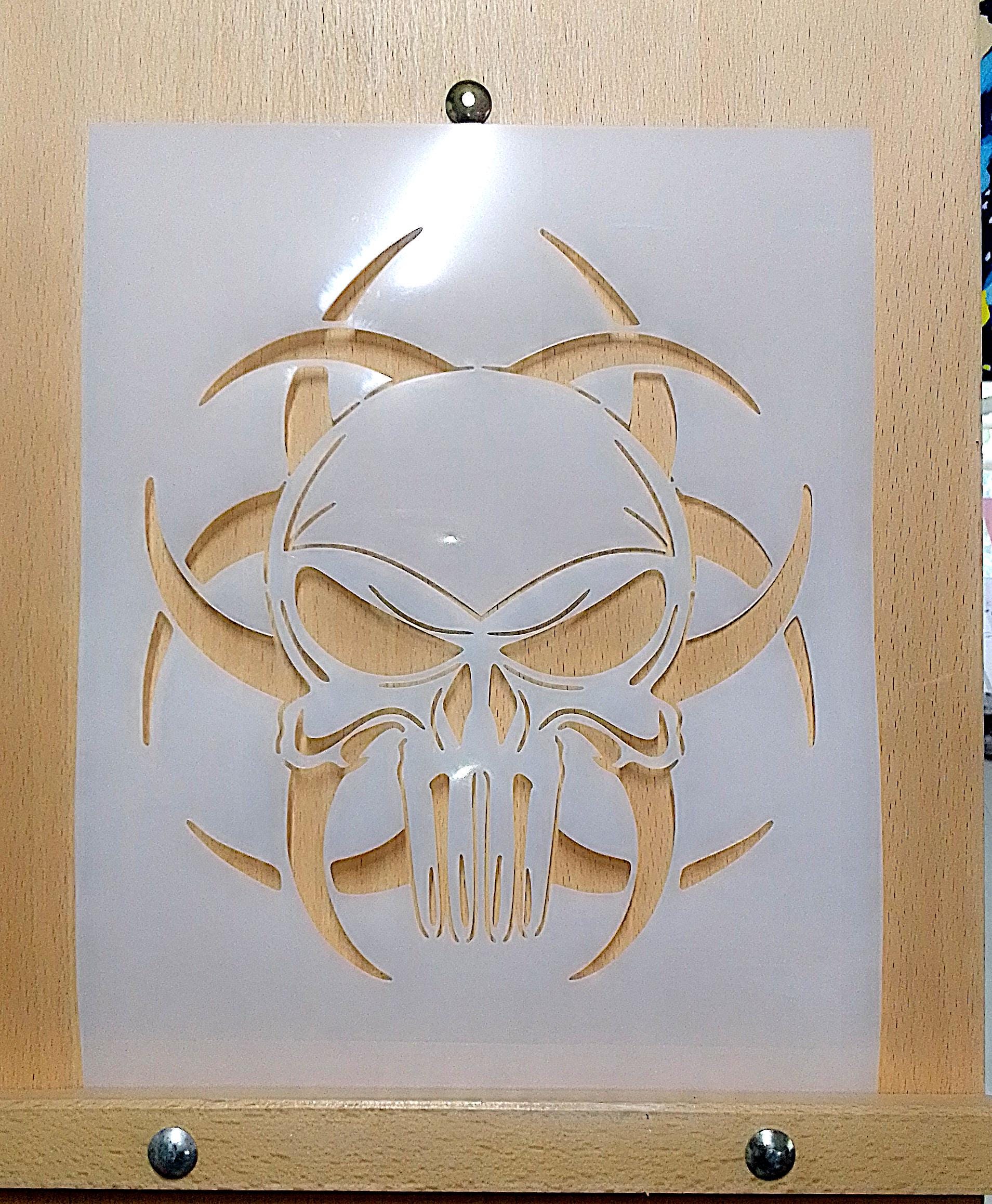 Biohazard Skull Airbrush Art Stencil Available in 3 Sizes