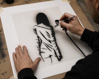 Mini skirt airbrush stencil art template available in 7 sizes ships worldwide.