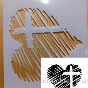 Heart stencil airbrush art stencil Artist heart template Mylar ships worldwide heart with cross