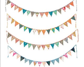 LOVENJOY Ghirlanda Con Bandierine Vintage In Cotone, Serie Floreale, 10.8 Metri, Per Feste E Camerette
