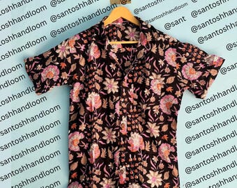 Hand block Printed Shirt Men's Shirt 100% Cotton Eco-friendly Shirt, Causal Half Sleeve Shirts for Beach and Summer Wear