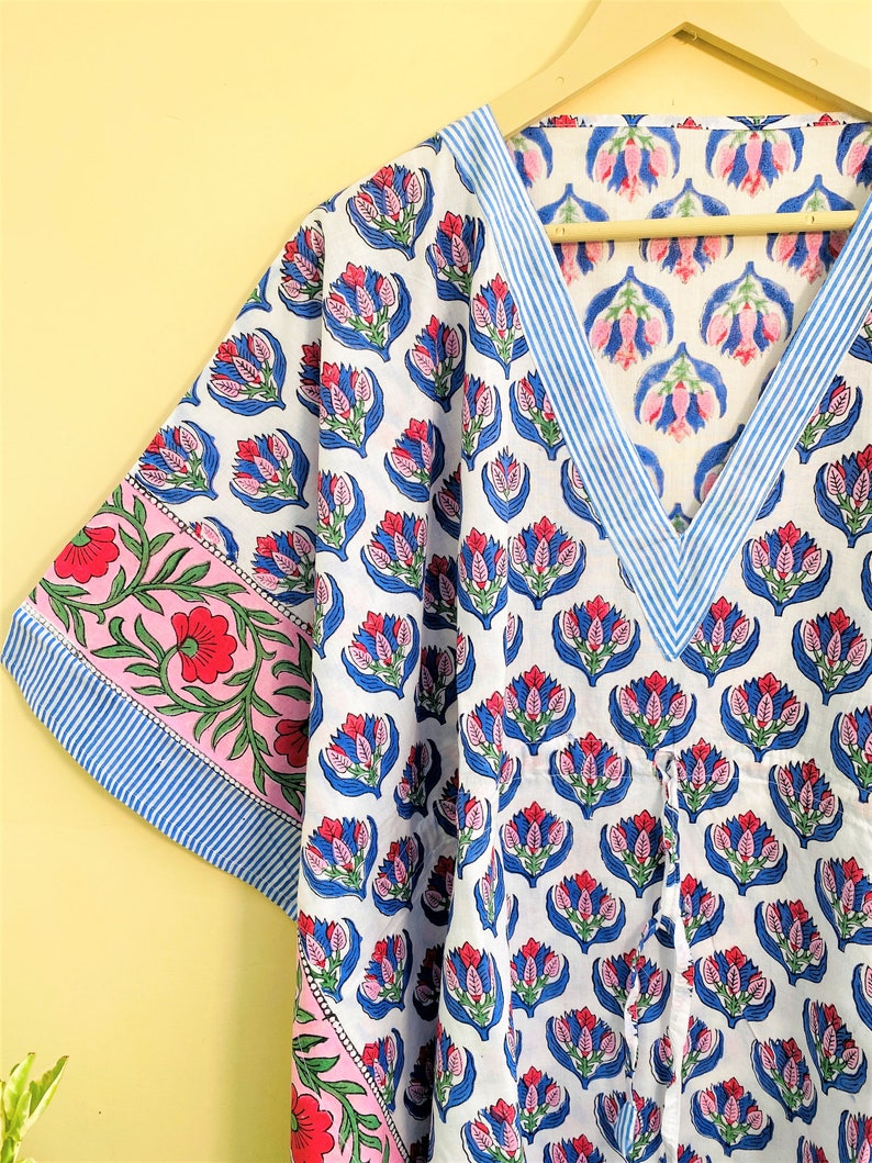 Handmade Cotton Kaftan for Women Beach Cover Ups Nighty Gown Stand Out