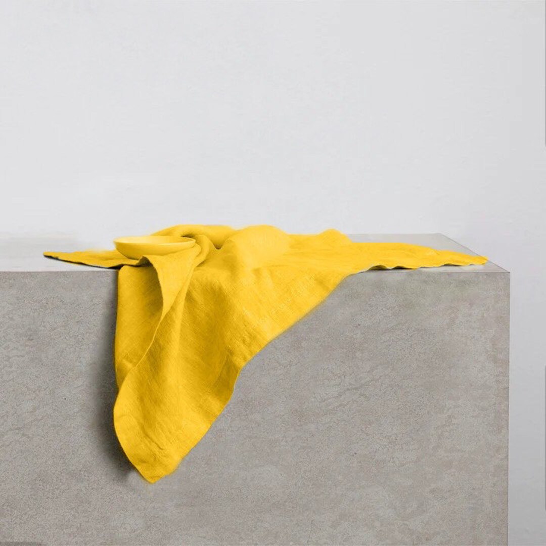 Set of 100 Mustard Yellow Napkins, Cotton Napkins, Dinner Kitchen