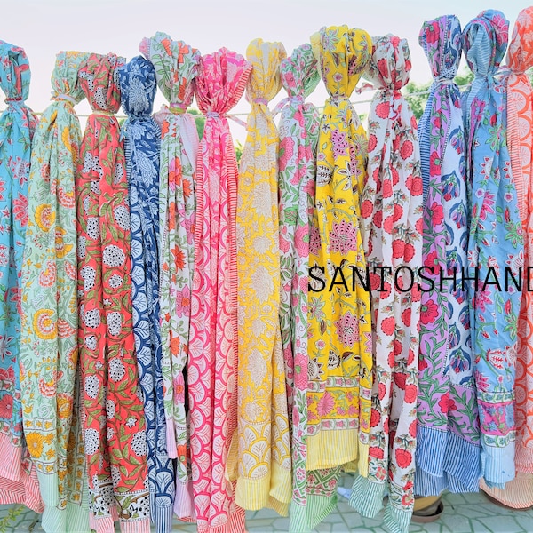 Cotton Boho Sarong HandBlock Printed Sarong Beach Cover Pareo SoftVoile Fabric Summer Pareo Large Wrap Scarf Soft Fabric Scarf Fashion Shawl