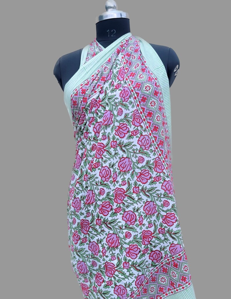 Pareo de algodón para la playa, pareo indio estampado a mano / Traje de baño, pareo de playa, pareos de verano / Regalo para ella Pattern 03