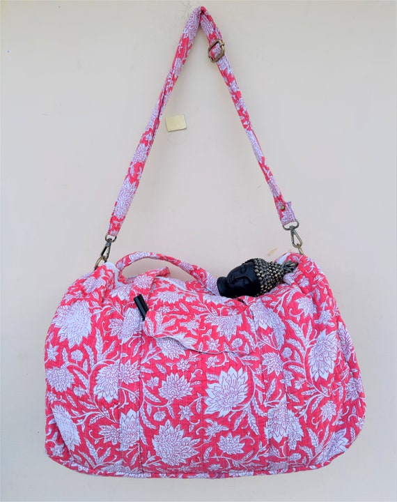 Large Cotton Weekender Travel Bag, Handmade Quilt… - image 4
