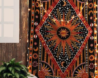 Indian Tapestry Mandala Tapestry Wall Hanging Elephant Wall Tapestry Cotton Bedspread Bohemian Hippie Tapestry Wall Decor Queen/Twin Size