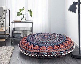 Large Floor Cushion Cover Mandala Round Pouf Cushions Cover Meditation Pillow Cover Boho Cushions Cover For Sale