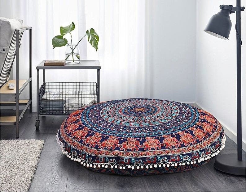 Large Floor Cushion Cover Mandala Round Pouf Cushions Cover Meditation Pillow Cover Boho Cushions Cover For Sale SH-1