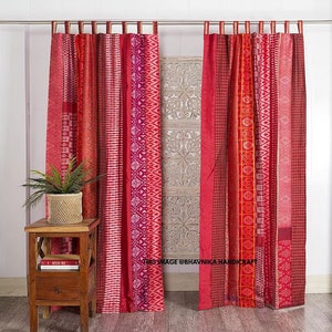 Rideau vintage indien en soie sari fait main, décoration de fenêtre de porte, rideau recyclé, rideau de fenêtre pour porte de maison, rideaux faits à la main image 5