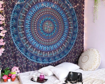 Tenture Murale Suzani Indienne - Coton Floral 60x90 Pouces - Hippie Bohème