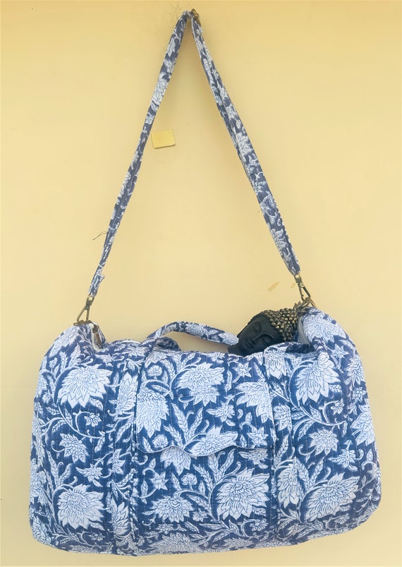 Large Cotton Weekender Travel Bag, Handmade Quilt… - image 2