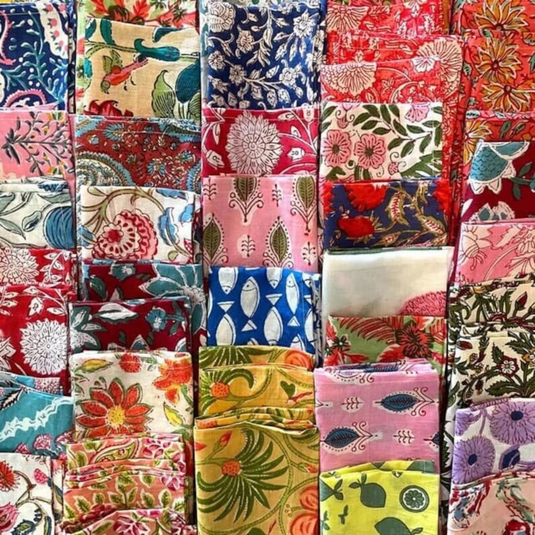 Vintage Scrap Fabric Small Pieces Various Colors Patterns Over 2 Pounds Lot