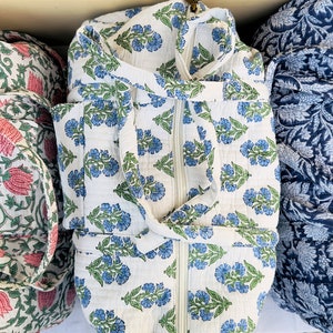 Große gesteppte Baumwoll-Reisetasche / Wochenend-Reisetasche / große Reisetasche / bedruckte Handgepäcktasche / Damen-Einkaufstasche / Urlau