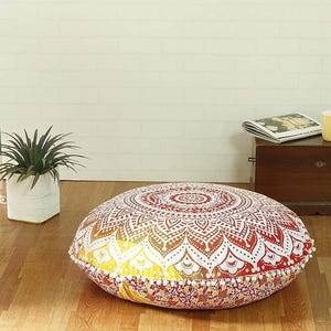Large Floor Cushion Cover Mandala Round Pouf Cushions Cover Meditation Pillow Cover Boho Cushions Cover For Sale SH-16