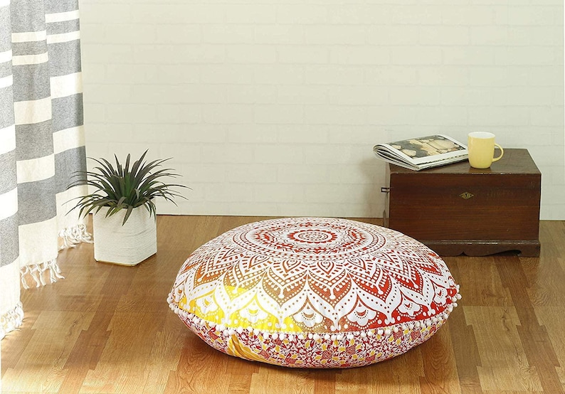 Large Floor Cushion Cover Mandala Round Pouf Cushions Cover Meditation Pillow Cover Boho Cushions Cover For Sale SH-16