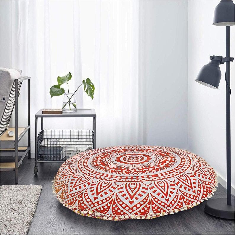 Large Floor Cushion Cover Mandala Round Pouf Cushions Cover Meditation Pillow Cover Boho Cushions Cover For Sale SH-6