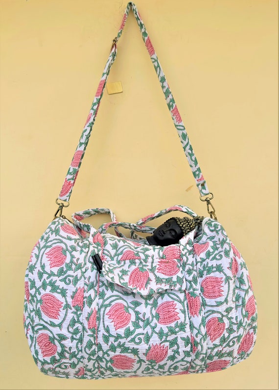 Large Cotton Weekender Travel Bag, Handmade Quilt… - image 3