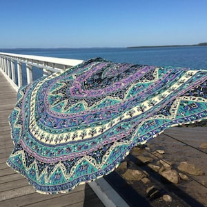 Nappe ronde bohème indienne mandala tapis de yoga bohème pique-nique tapisserie de plage nappe père paon