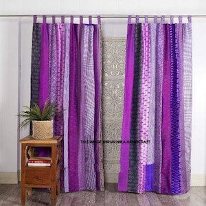 Rideau vintage indien en soie sari fait main, décoration de fenêtre de porte, rideau recyclé, rideau de fenêtre pour porte de maison, rideaux faits à la main image 2