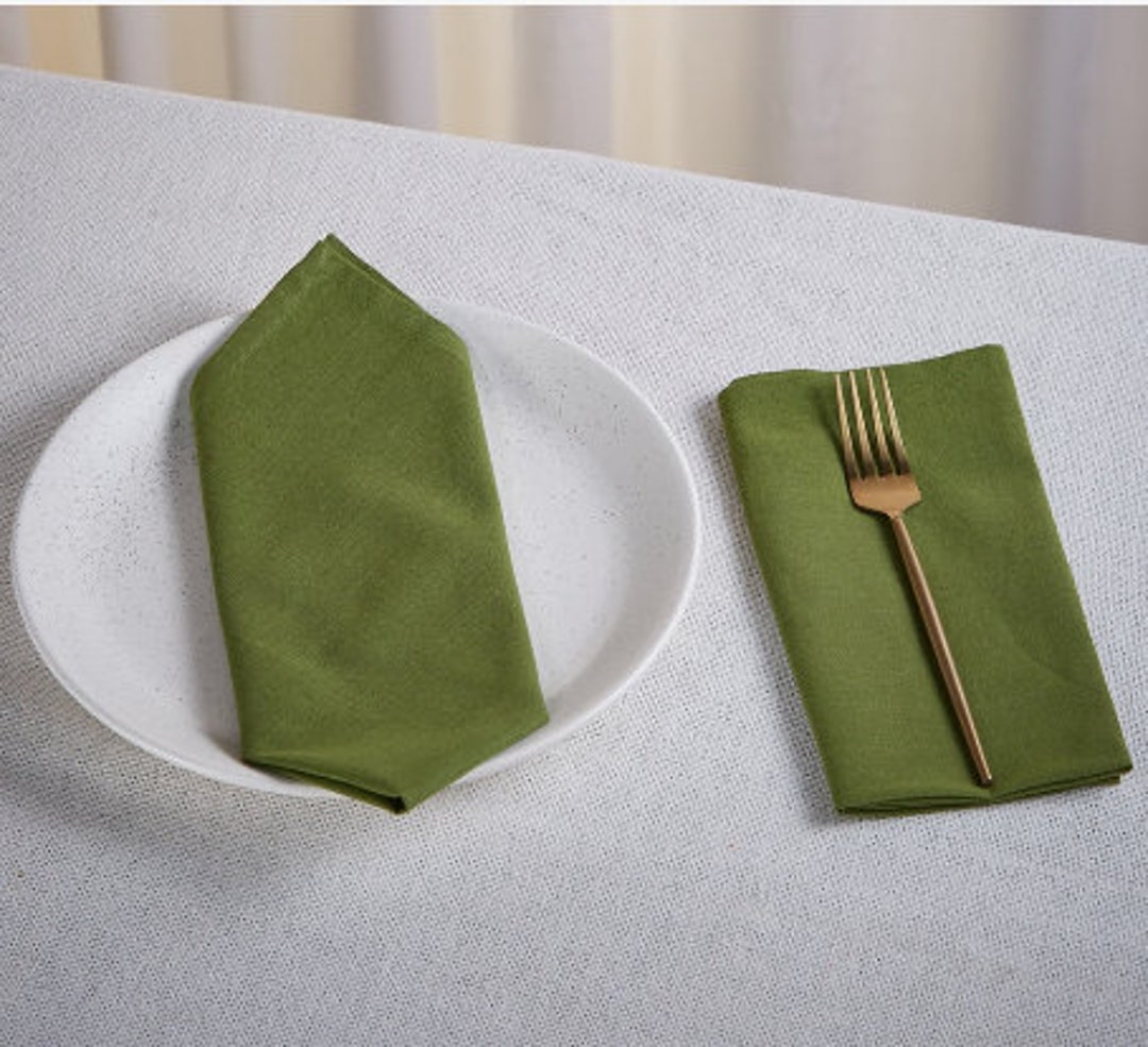 Set of 12 Psc. Moss Green Napkins Cotton Napkins Dinner Etsy