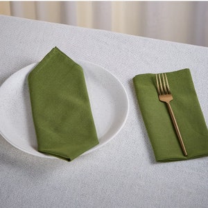 Set Of 12 Psc. Moss green Table Napkins, Cotton napkins, Dinner napkins, Reusable Cloth Napkins For wedding