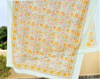 Cotton Beach Sarongs Hand Block Printed Border Sarong Indian Beach Cover up Sarongs Soft Voile Fabric Summer Pareo Gift for Her