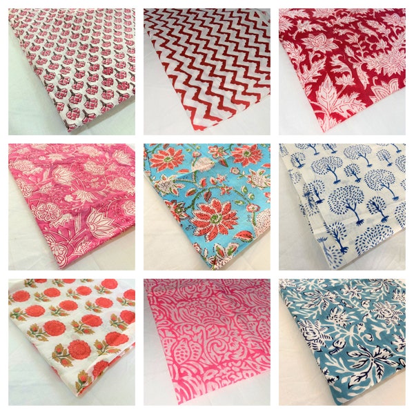 Wholesale Lot Of Indian Block Print Fabric - 100% Indian Cotton Fabric By Yard - Printed Fabric For Dress Making, Sewing, Crafting, Quilting