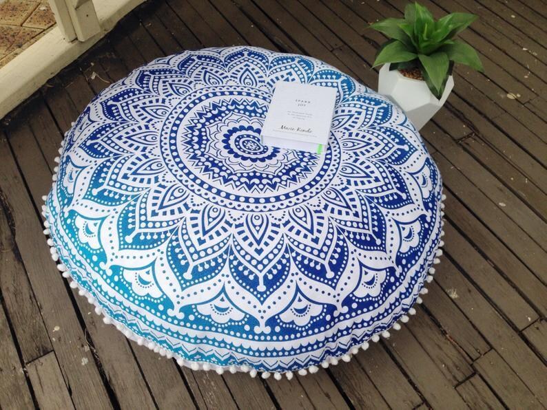 Large Floor Cushion Cover Mandala Round Pouf Cushions Cover Meditation Pillow Cover Boho Cushions Cover For Sale SH-7