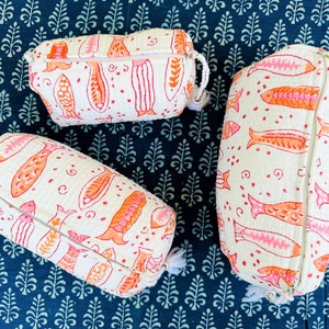 Beautiful Makeups Bag for Women | Indian Block Print Toiletry Bag | Wash Quilted Bag | Cosmetic Bag, Travel Bag for Women | Set of 3 pic