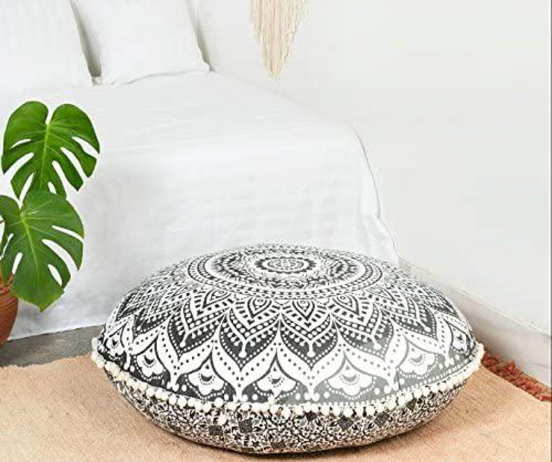 Large Floor Cushion Cover Mandala Round Pouf Cushions Cover Meditation Pillow Cover Boho Cushions Cover For Sale SH-15