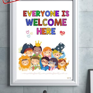 Everyone is Welcome Here Printable Wall Art Diversity and Inclusivity ...