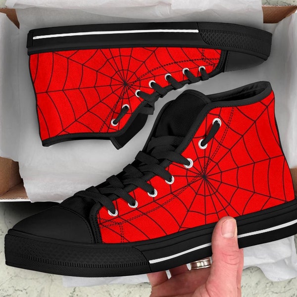 Spiderman Custom Canvas High Top Shoes, Spiderman, Spiderman gift