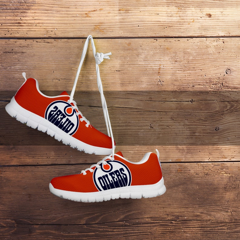 Edmonton Oilers Fan Unofficial Running Shoes Sneakers Etsy