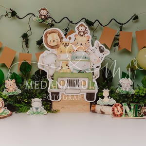Safari Theme, Safari Backdrop, One year digital backdrop for boy, Cake Smash digital backdrop, Safari animals digital backdrop