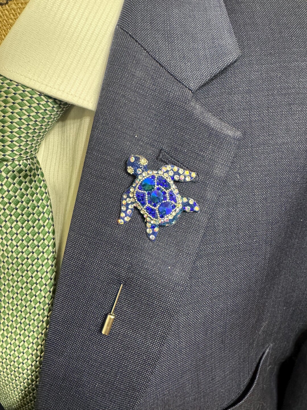 Stunning Handcrafted Deep Blue Rhinestone Sea Turtle Pin - Etsy