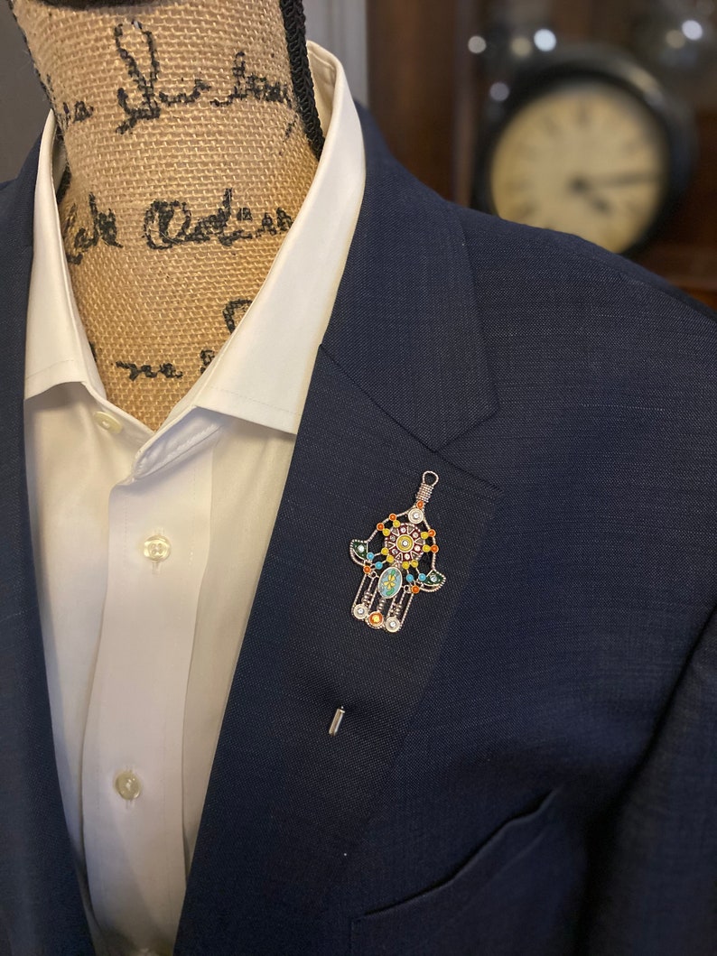 Handcrafted Hamsa Hand Lapel Pin