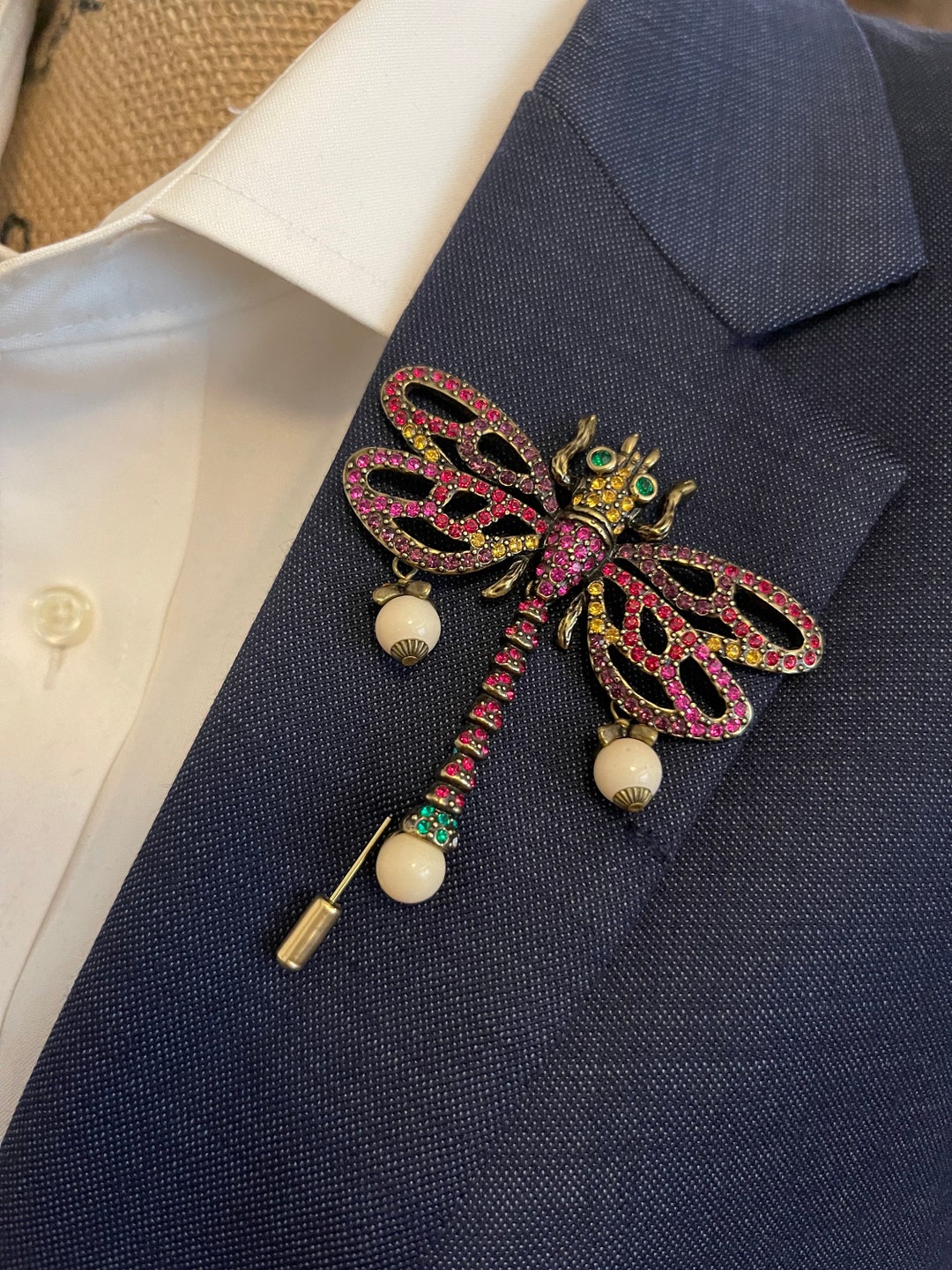 Handcrafted Dragonfly Lapel Pin Etsy