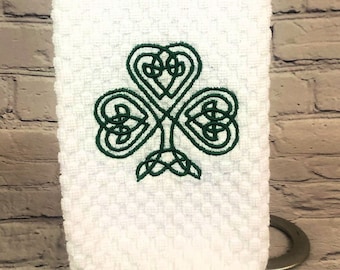 Celtic Shamrock and Blessing Embroidered Towel