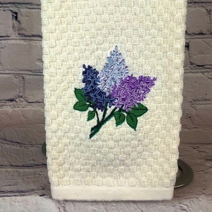 Frühlingsblüten Flieder Pusteblume bestickt Teehand Küche Badezimmer Handtuch (verschiedene Designs an jedem Ende des Handtuchs)