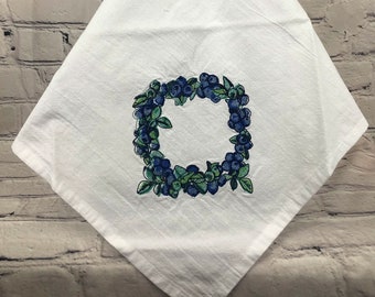 A Beautiful Bunch of Blueberries Embroidered Flour Sack Towel