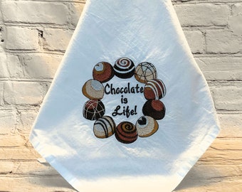 Chocolate Truffle Lovers Embroidered Flour Sack Towel