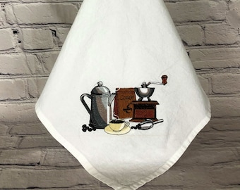 A Very Vintage Coffee Lovers Embroidered Flour Sack Towel