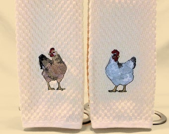 CHICKENS! Embroidered Towel Set (Two Towels)