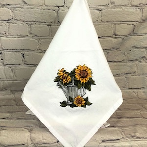 Here Come the Sunflowers Embroidered Flour Sack Towel